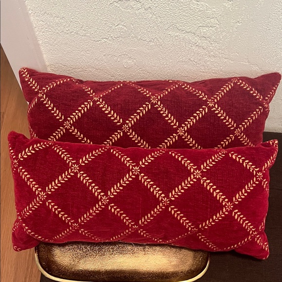 Vintage America Other - #1542** Vintage 2 Set Of Red Decorative Pillows with Gold Embroidery